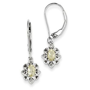 Genuine Lemon Quartz Diamond Earrings